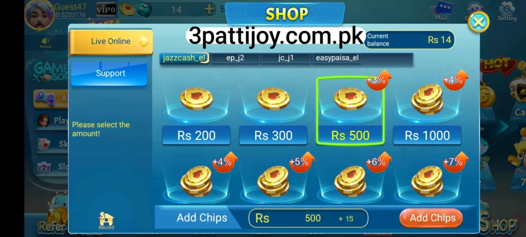 3 Patti Joy Deposit Method